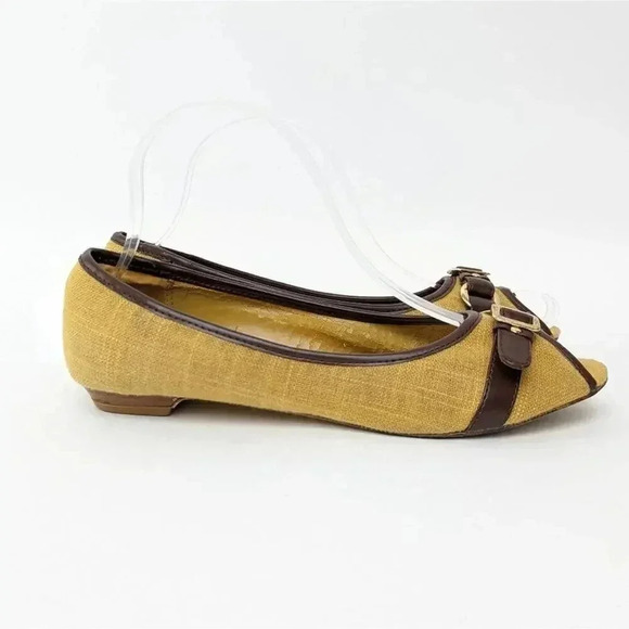 Diba Gold and Brown Peep-Toe Flats - 7.5 - Picture 5 of 9